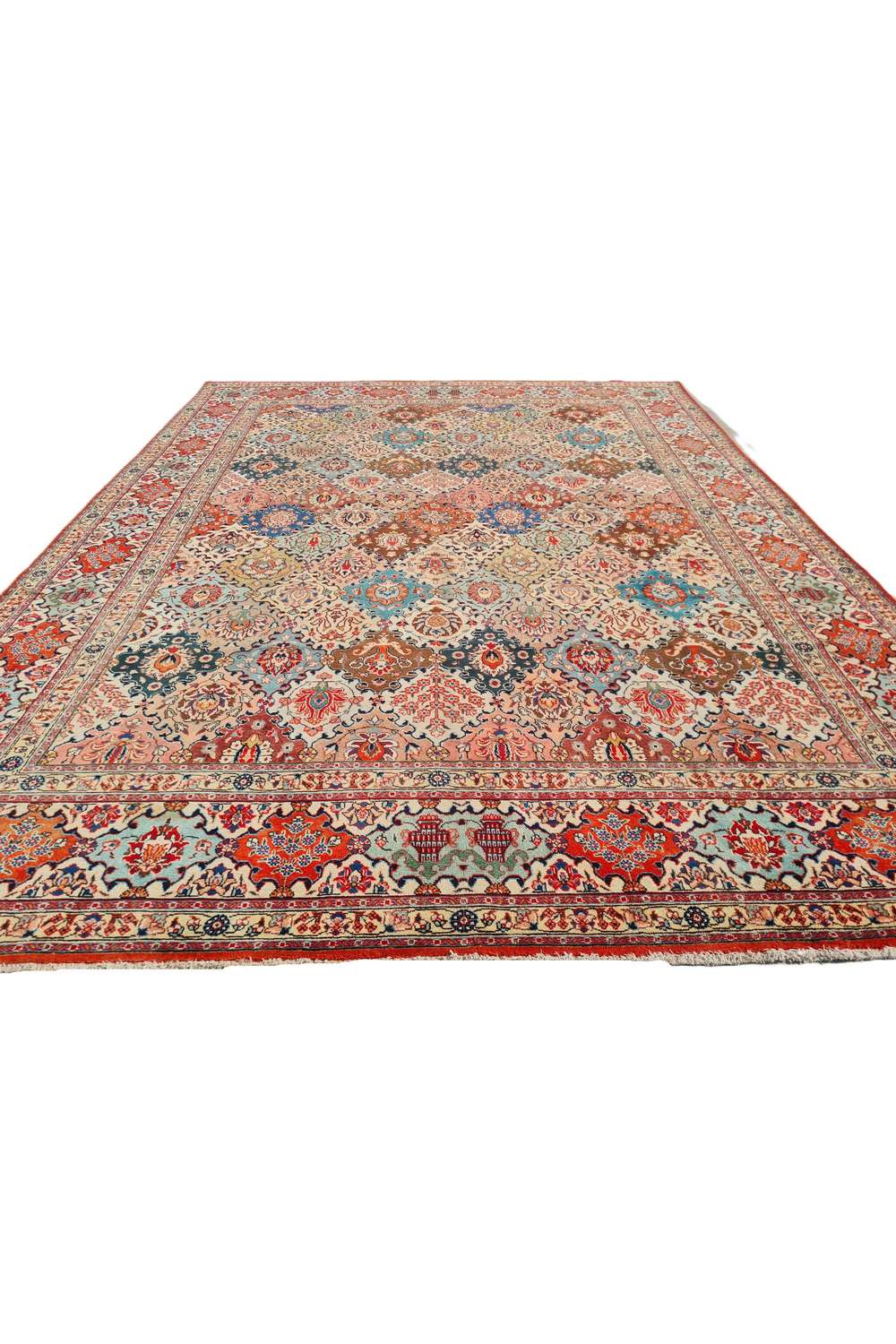 Amazing Hand Knotted Vintage Baghtiyaar Pictorial Wool Area Rug 12.10 x 9.5 Ft