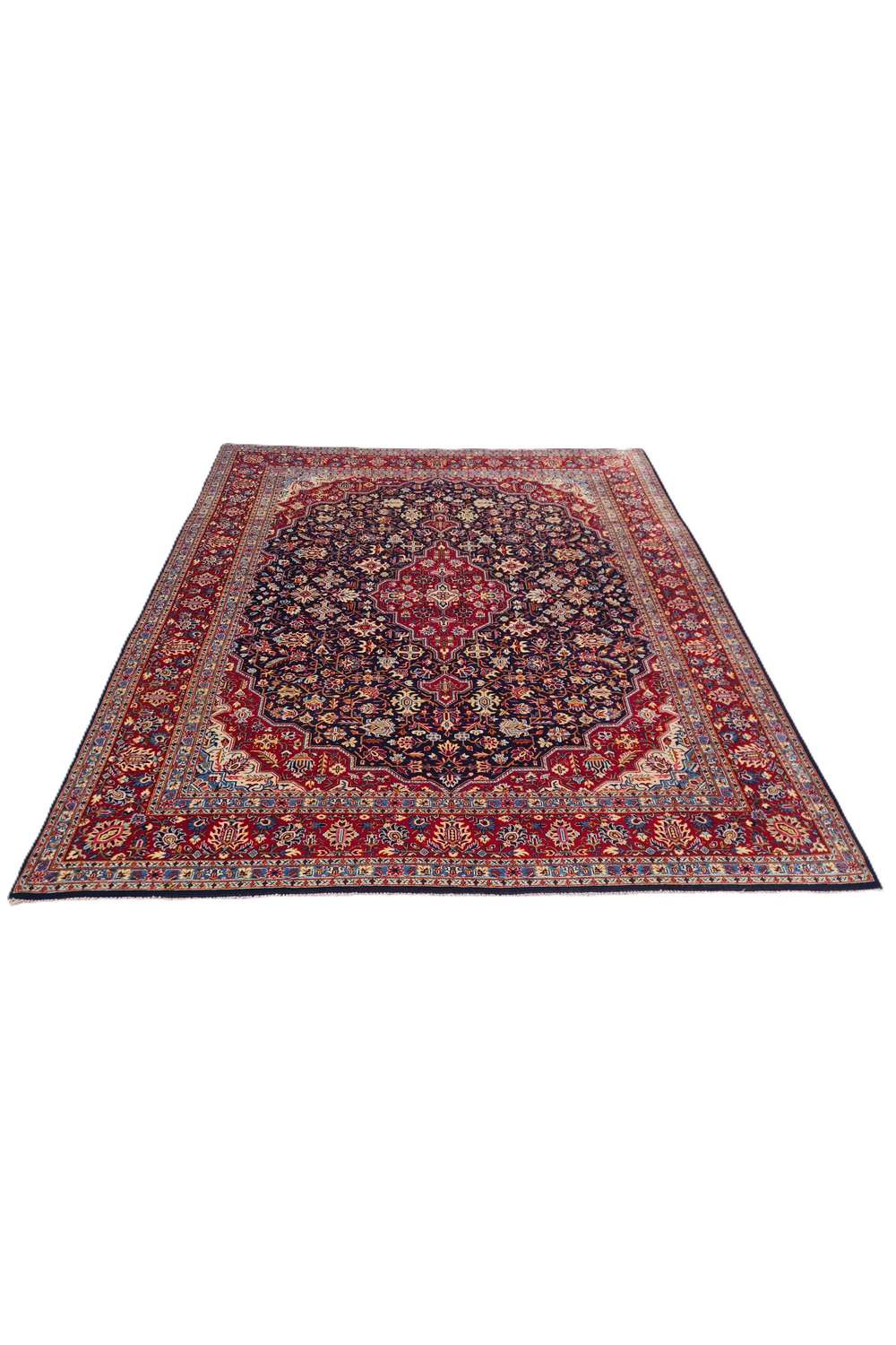 Amazing Hand Knotted Antique Persian Kashan Wool Area Rug 11.8 x 9.2 Ft
