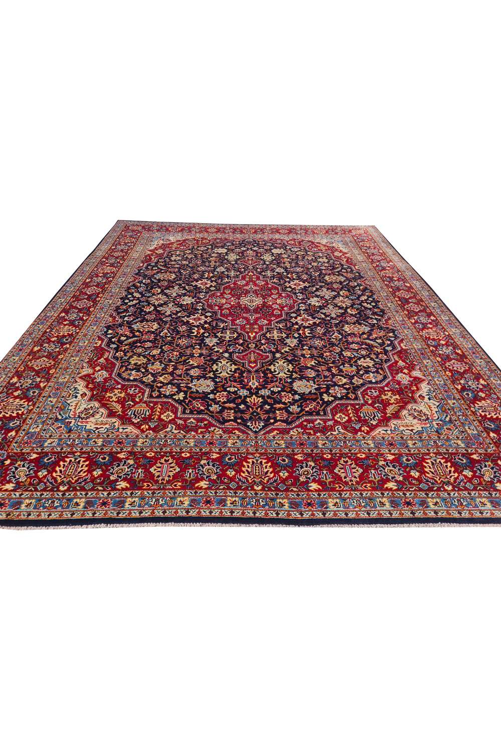 Amazing Hand Knotted Antique Persian Kashan Wool Area Rug 11.8 x 9.2 Ft