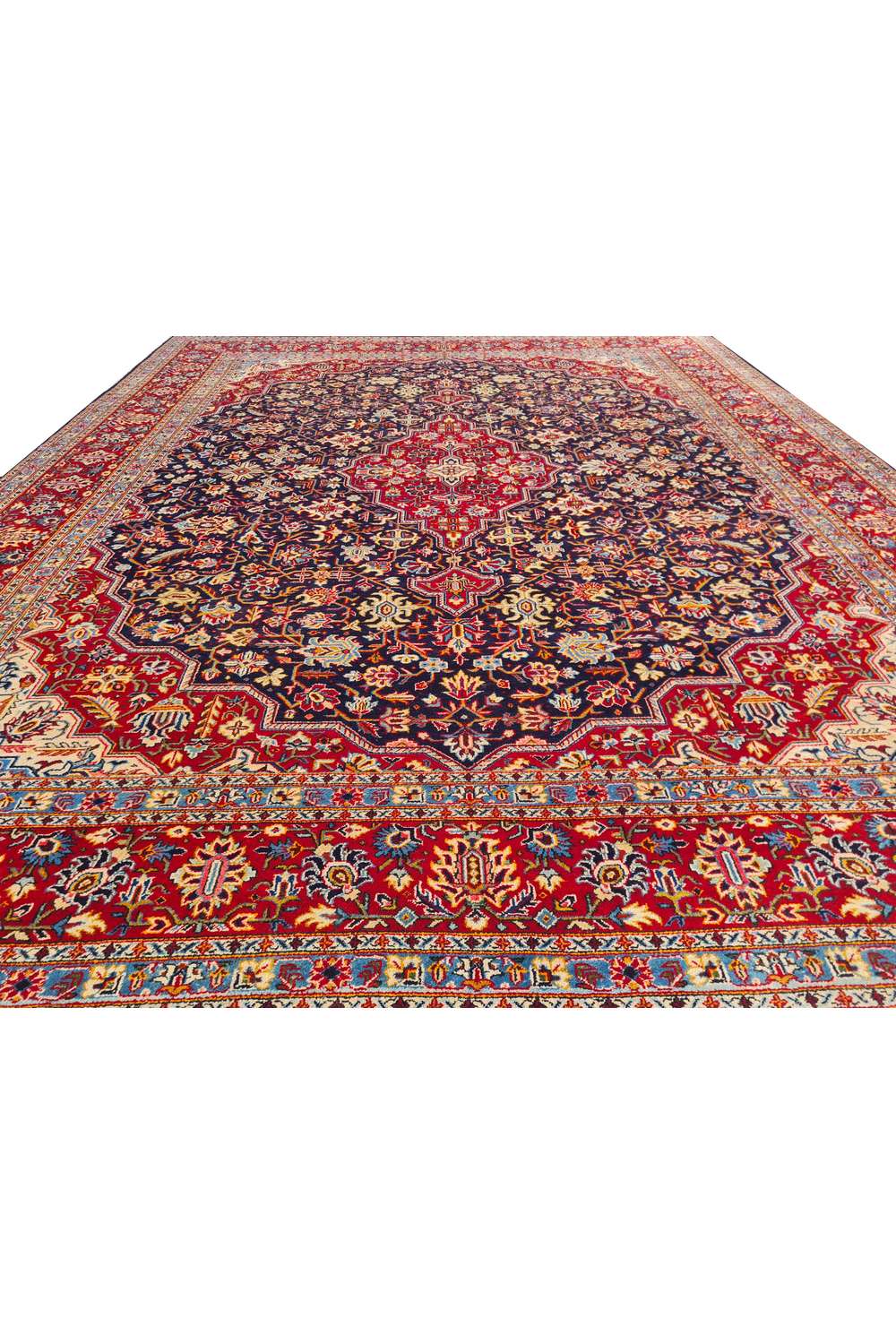 Amazing Hand Knotted Antique Persian Kashan Wool Area Rug 11.8 x 9.2 Ft