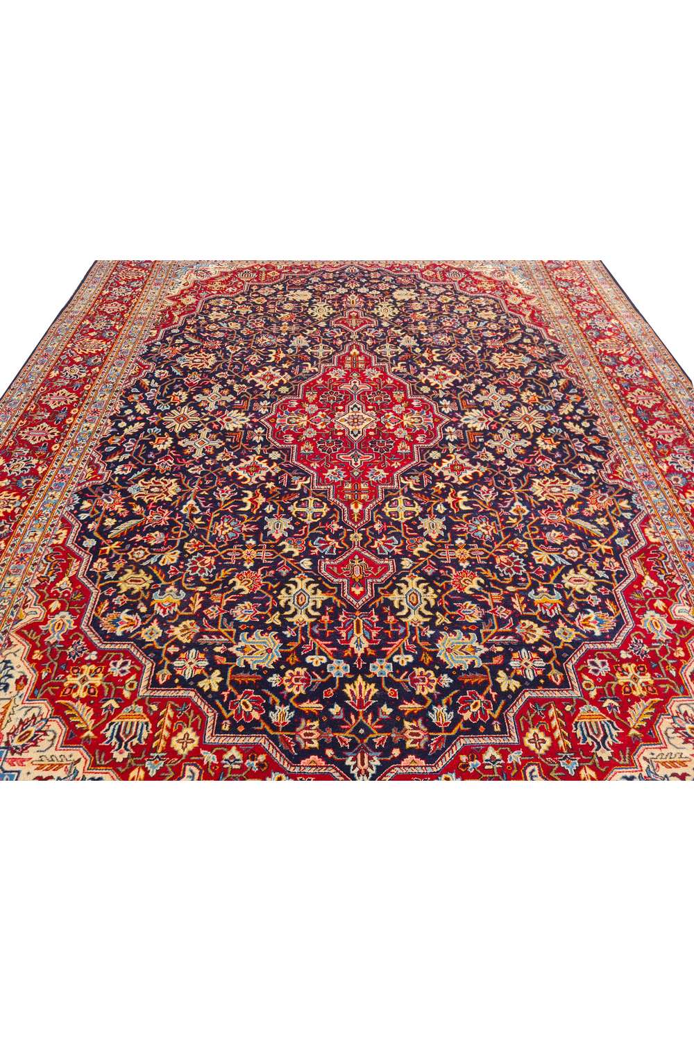 Amazing Hand Knotted Antique Persian Kashan Wool Area Rug 11.8 x 9.2 Ft