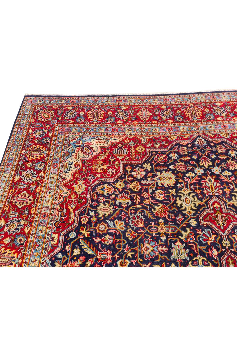 Amazing Hand Knotted Antique Persian Kashan Wool Area Rug 11.8 x 9.2 Ft