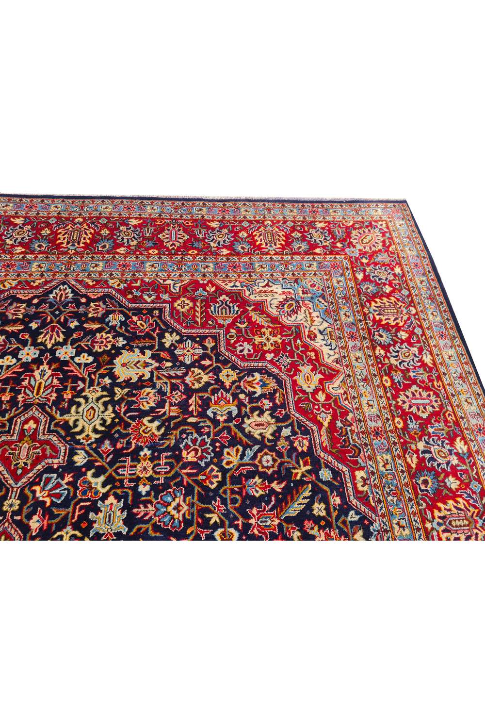 Amazing Hand Knotted Antique Persian Kashan Wool Area Rug 11.8 x 9.2 Ft