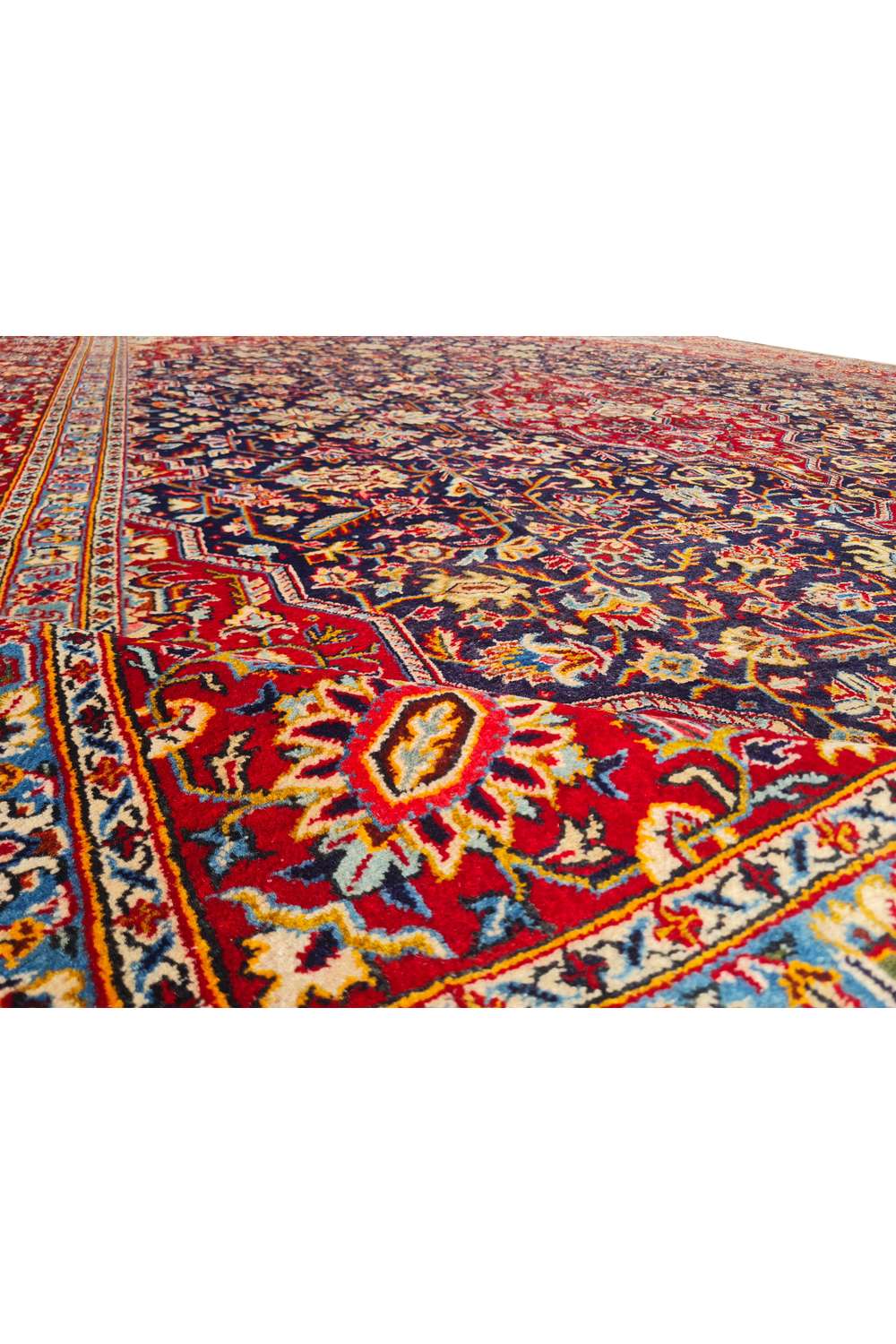 Amazing Hand Knotted Antique Persian Kashan Wool Area Rug 11.8 x 9.2 Ft