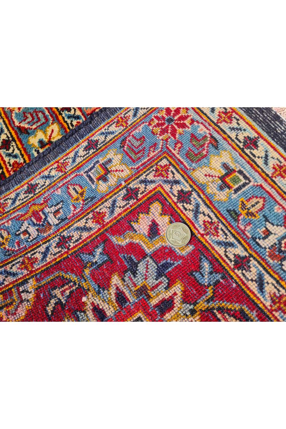 Amazing Hand Knotted Antique Persian Kashan Wool Area Rug 11.8 x 9.2 Ft