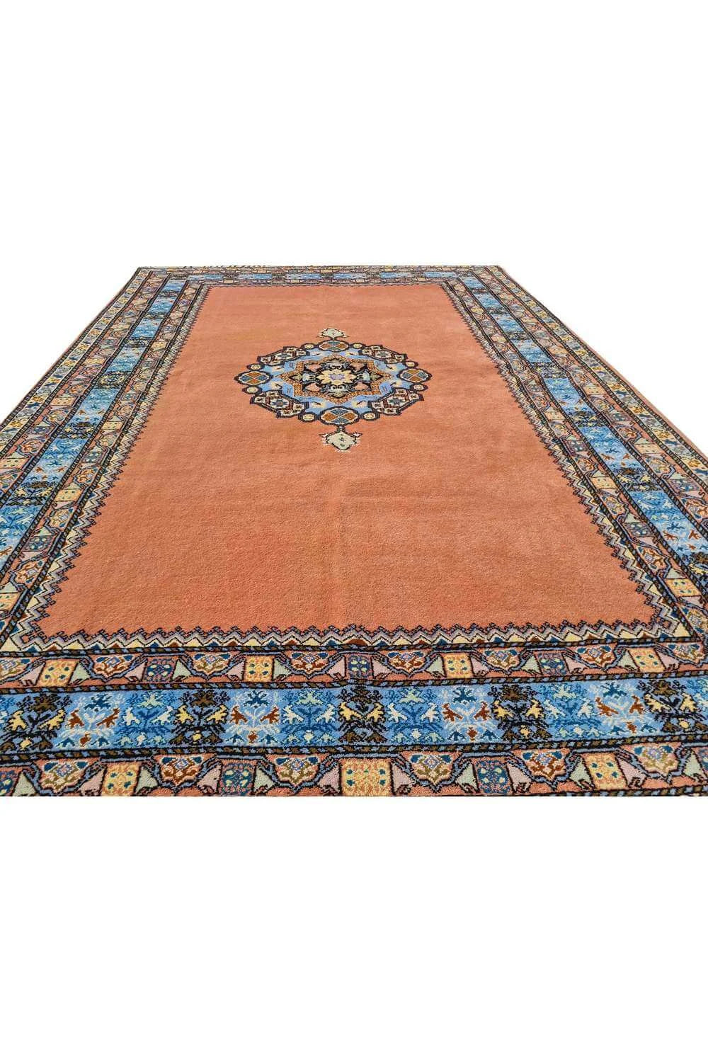 Amazing Hand Knotted Vintage Turkish Qaisery Wool Area Rug 9.10 x 6.6 Ft