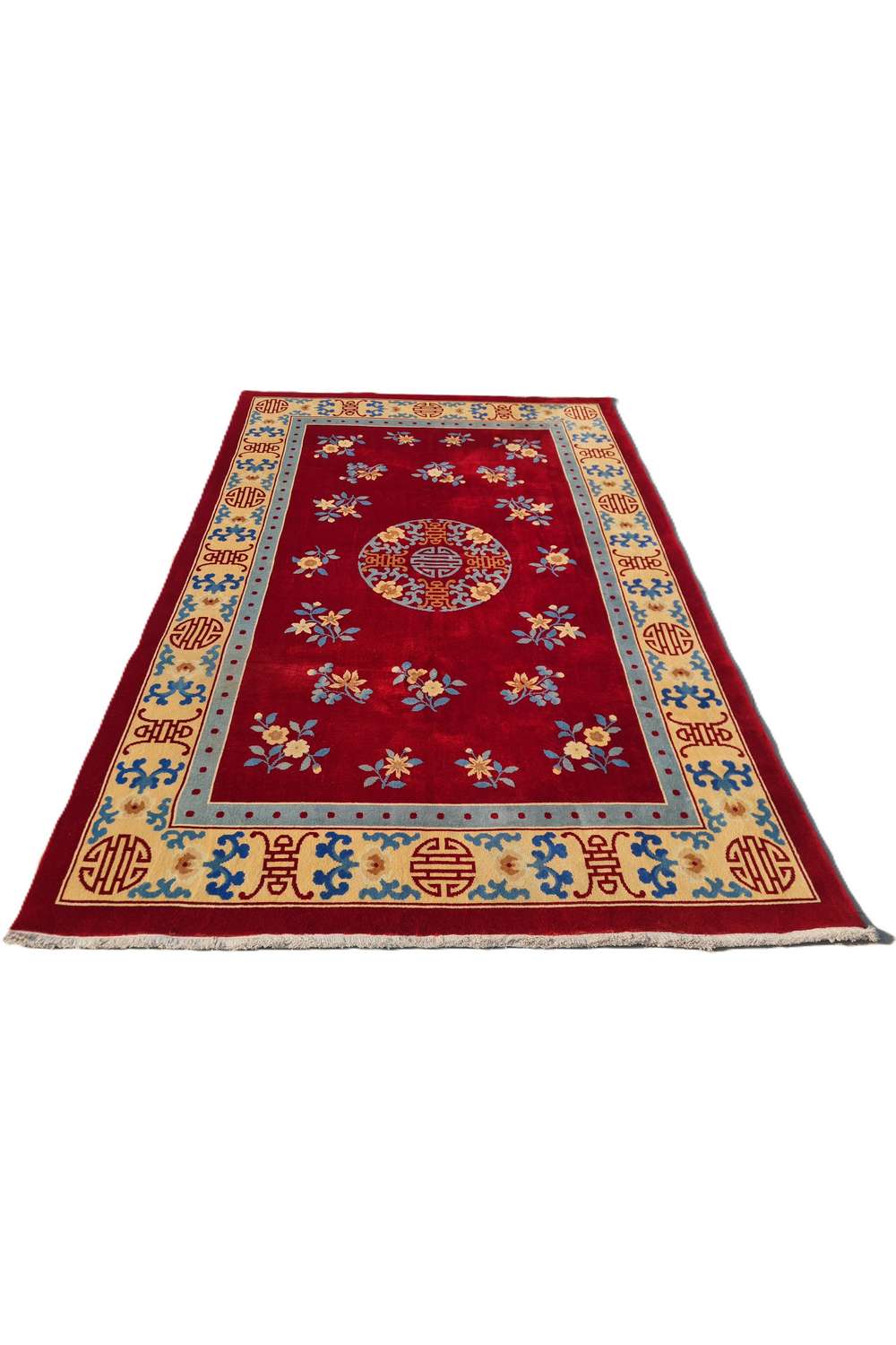 Amazing Hand Knotted Vintage Tibet Silk Area Rug 9.9 x 6.5 Ft