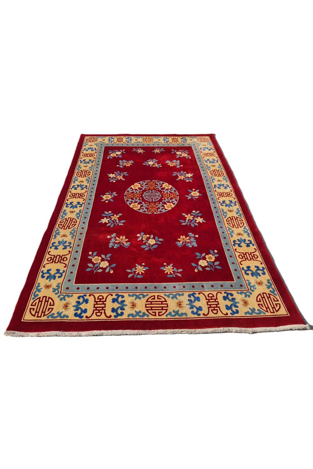 Amazing Hand Knotted Vintage Tibet Silk Area Rug 9.9 x 6.5 Ft