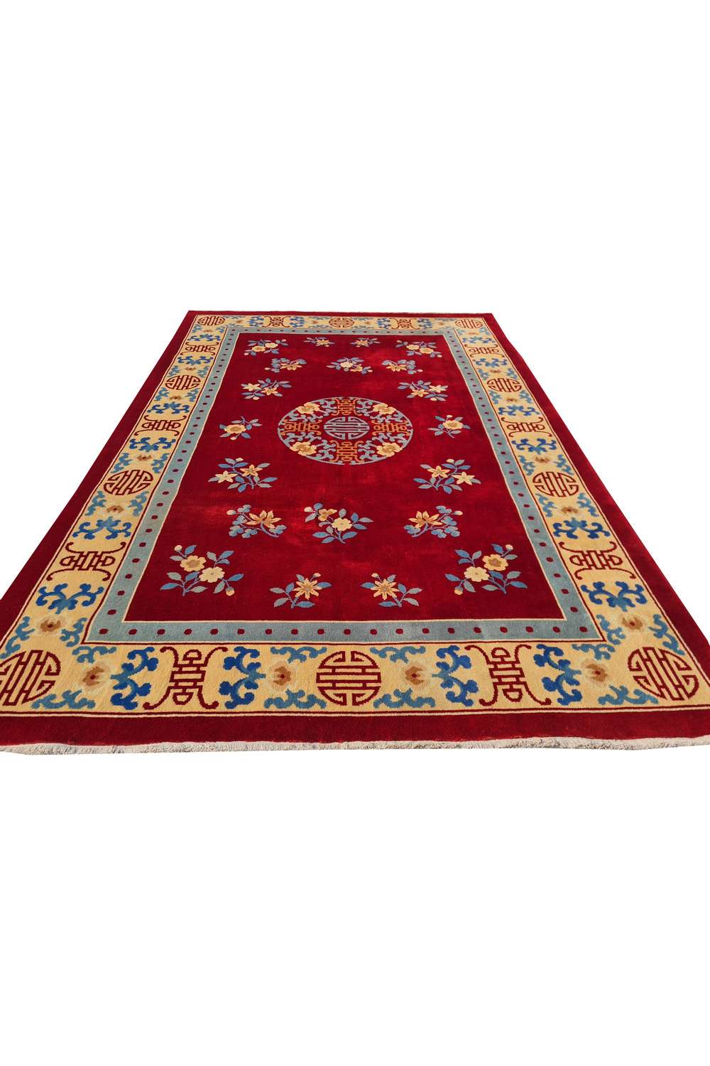 Amazing Hand Knotted Vintage Tibet Silk Area Rug 9.9 x 6.5 Ft