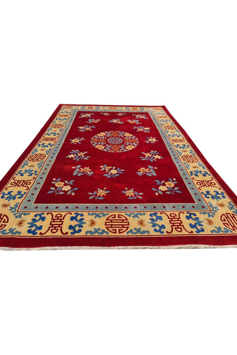 Amazing Hand Knotted Vintage Tibet Silk Area Rug 9.9 x 6.5 Ft