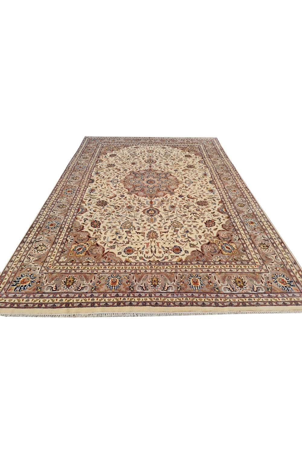 Amazing Hand Knotted Vintage Persian Tabriz Wool Area Rug 11.8 x 8.0 Ft