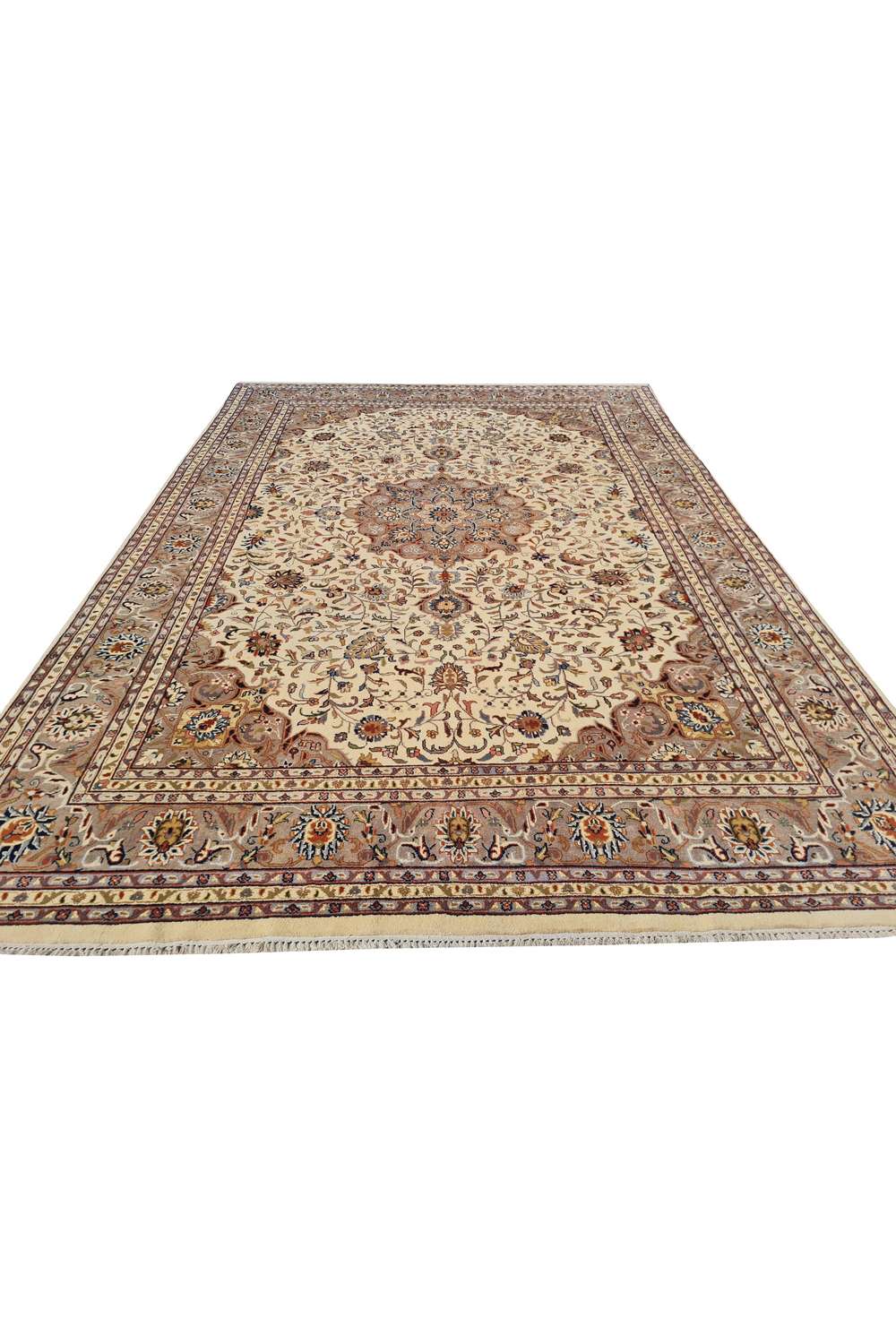 Amazing Hand Knotted Vintage Persian Tabriz Wool Area Rug 11.8 x 8.0 Ft