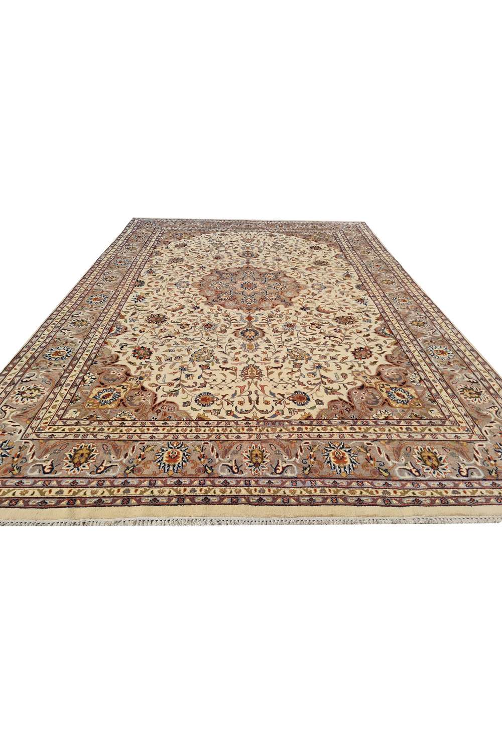 Amazing Hand Knotted Vintage Persian Tabriz Wool Area Rug 11.8 x 8.0 Ft