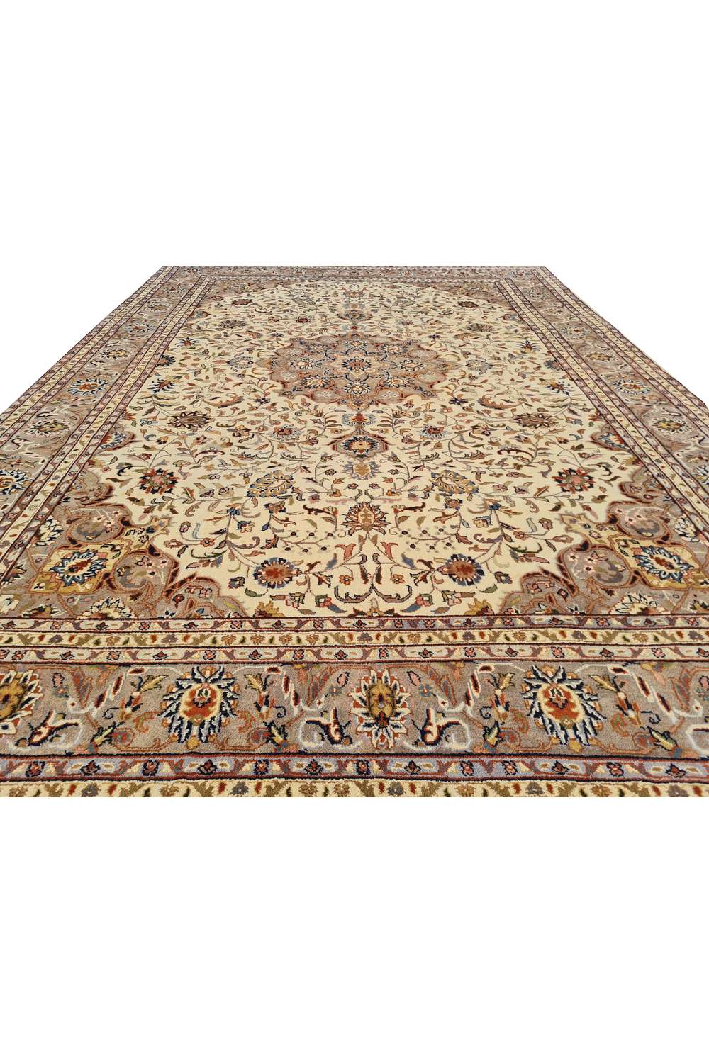 Amazing Hand Knotted Vintage Persian Tabriz Wool Area Rug 11.8 x 8.0 Ft
