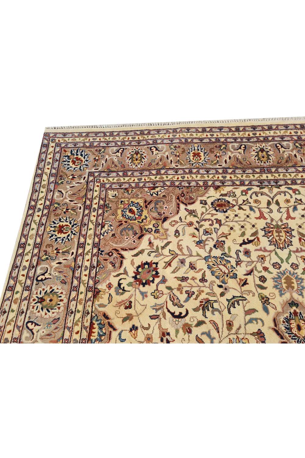 Amazing Hand Knotted Vintage Persian Tabriz Wool Area Rug 11.8 x 8.0 Ft