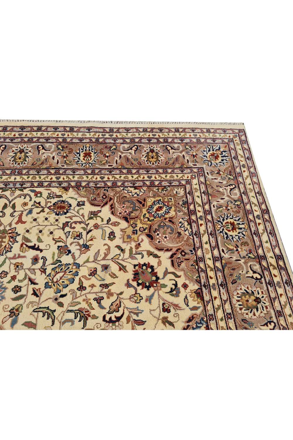 Amazing Hand Knotted Vintage Persian Tabriz Wool Area Rug 11.8 x 8.0 Ft