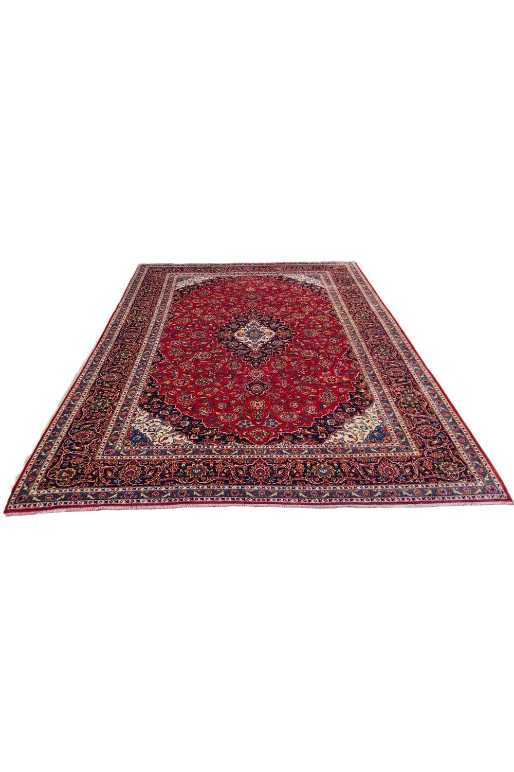 Amazing Hand Knotted Antique Persian Kashaan Wool Area Rug 13.7 x 10.0 Ft