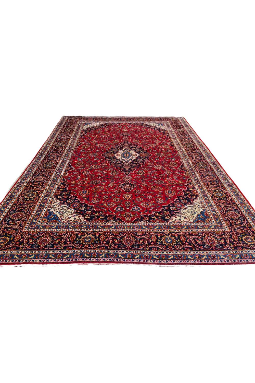 Amazing Hand Knotted Antique Persian Kashaan Wool Area Rug 13.7 x 10.0 Ft