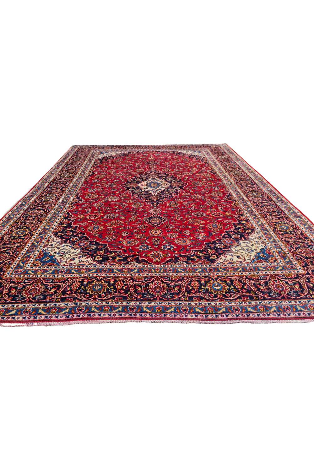 Amazing Hand Knotted Antique Persian Kashaan Wool Area Rug 13.7 x 10.0 Ft