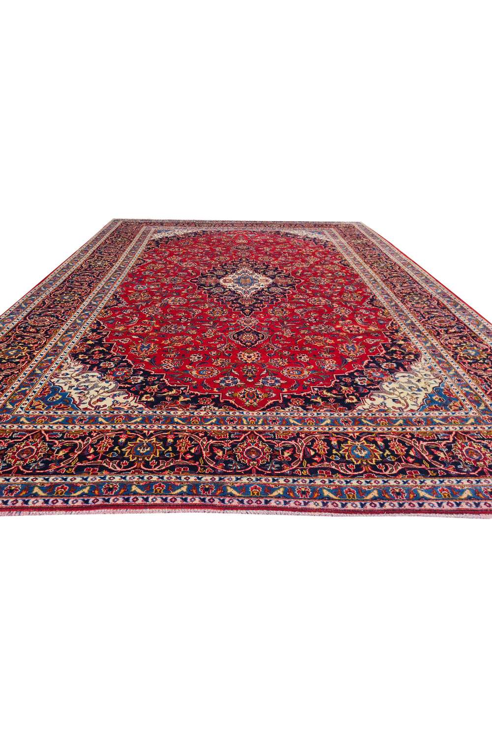 Amazing Hand Knotted Antique Persian Kashaan Wool Area Rug 13.7 x 10.0 Ft