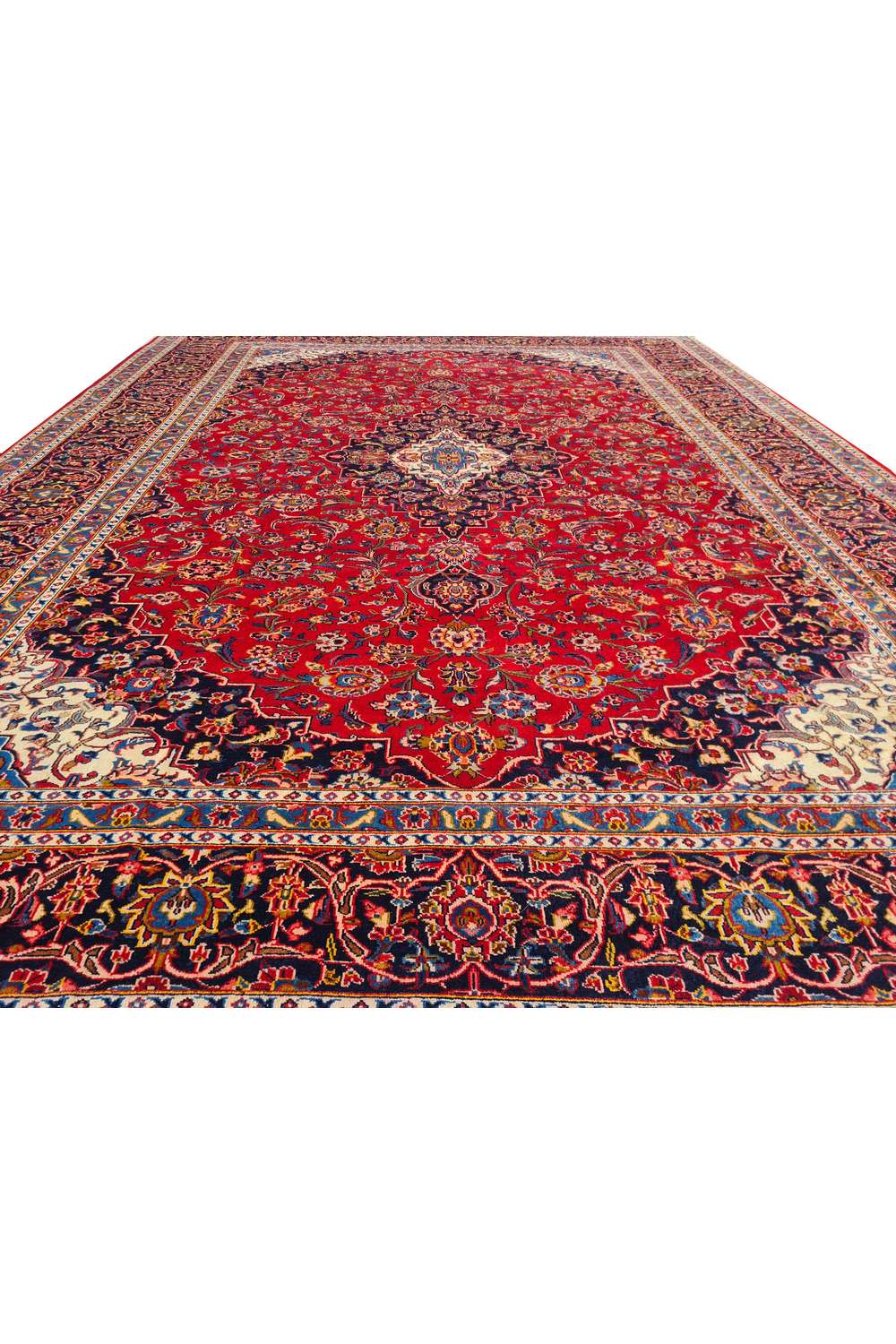 Amazing Hand Knotted Antique Persian Kashaan Wool Area Rug 13.7 x 10.0 Ft