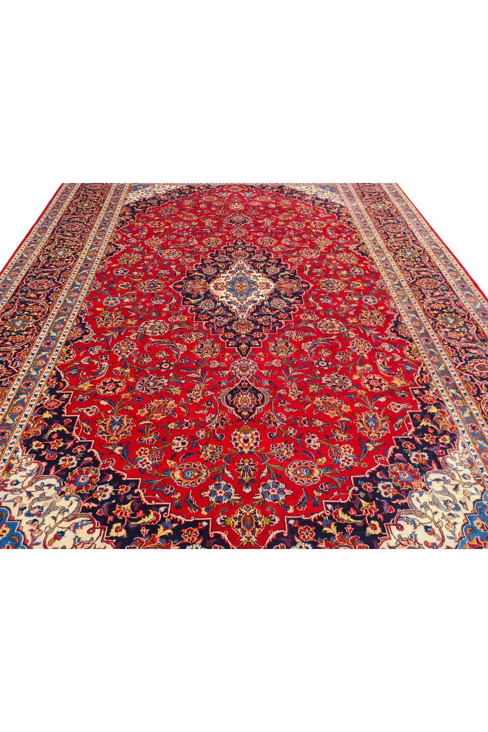 Amazing Hand Knotted Antique Persian Kashaan Wool Area Rug 13.7 x 10.0 Ft