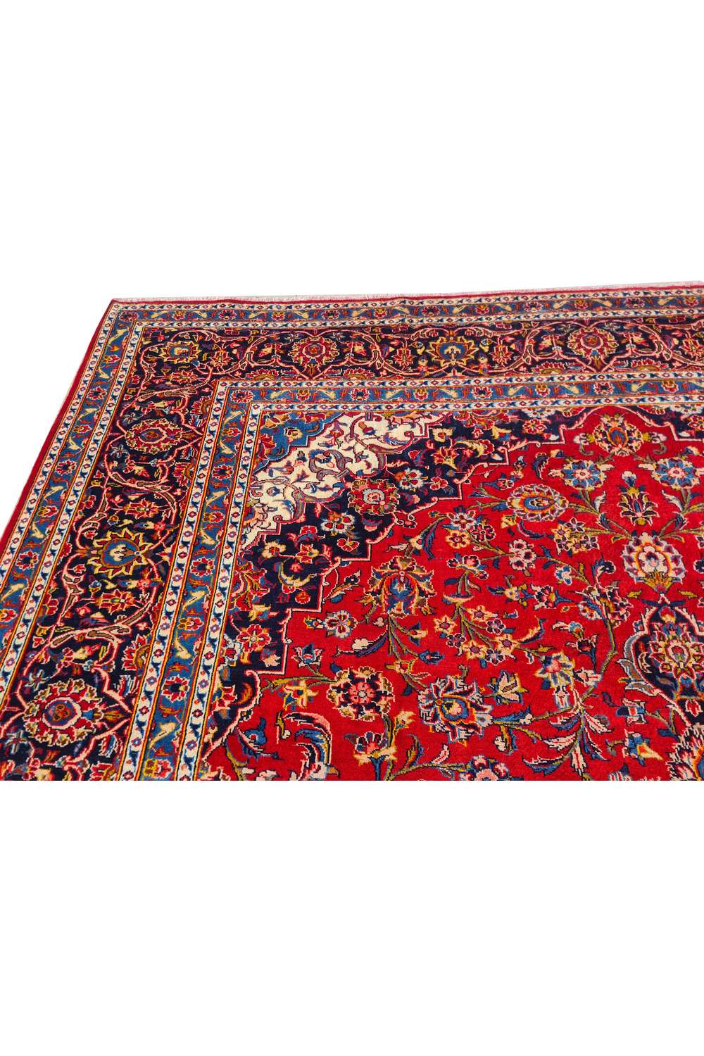 Amazing Hand Knotted Antique Persian Kashaan Wool Area Rug 13.7 x 10.0 Ft