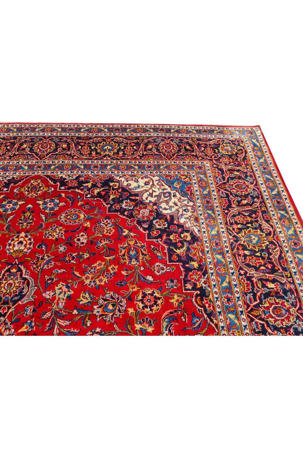 Amazing Hand Knotted Antique Persian Kashaan Wool Area Rug 13.7 x 10.0 Ft