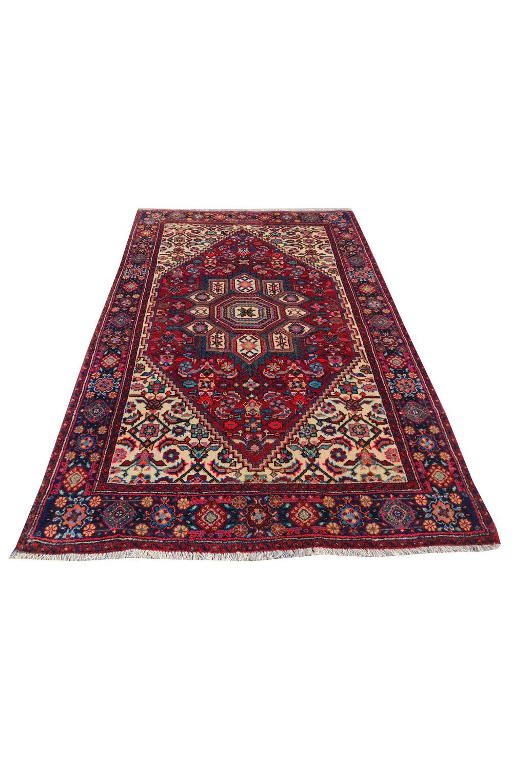 Amazing Hand Knotted Vintage Persian Bijar Wool Area Rug 4.2 x 2.8 Ft