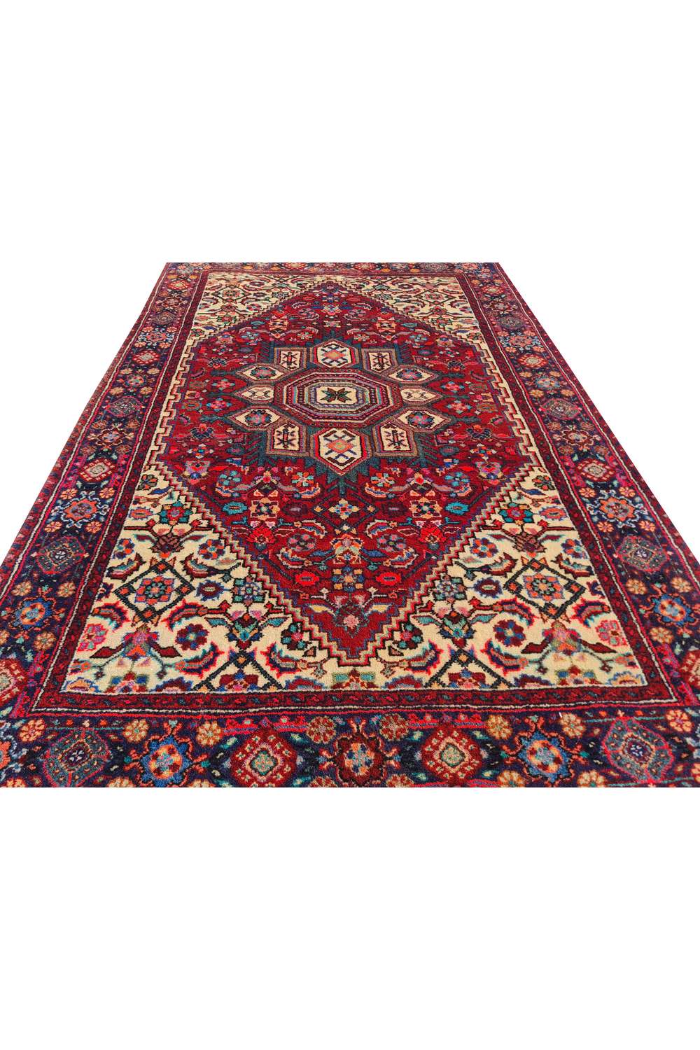 Amazing Hand Knotted Vintage Persian Bijar Wool Area Rug 4.2 x 2.8 Ft