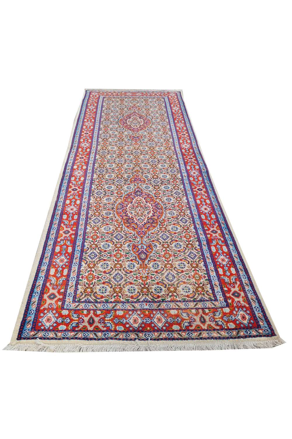 Hand Knotted Vintage Yamoud Wool Area Runner Rug 6.7 x 2.7 Ft