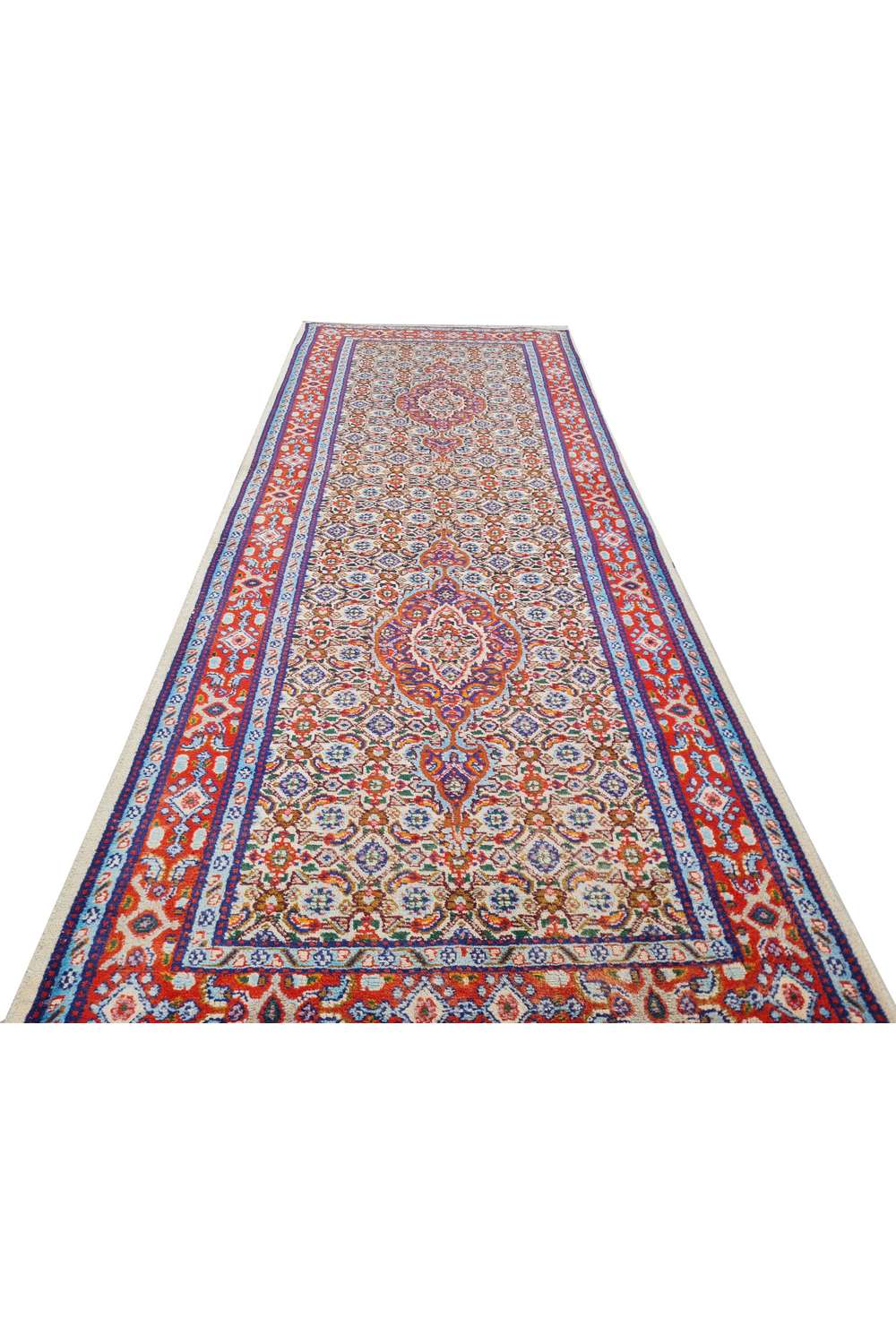 Hand Knotted Vintage Yamoud Wool Area Runner Rug 6.7 x 2.7 Ft