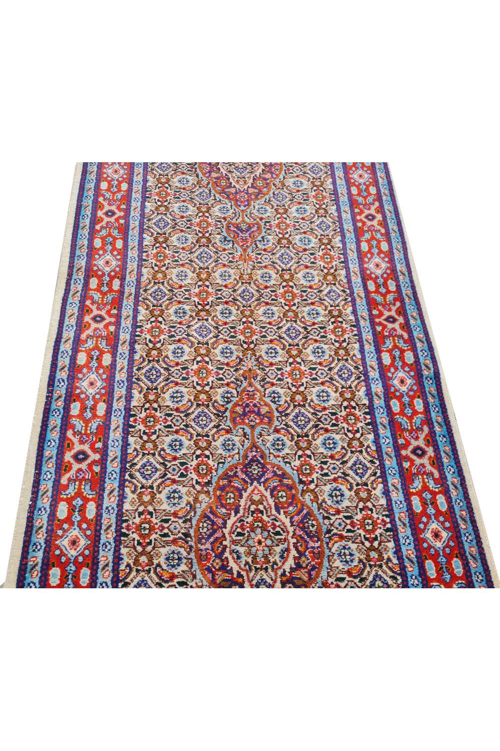 Hand Knotted Vintage Yamoud Wool Area Runner Rug 6.7 x 2.7 Ft