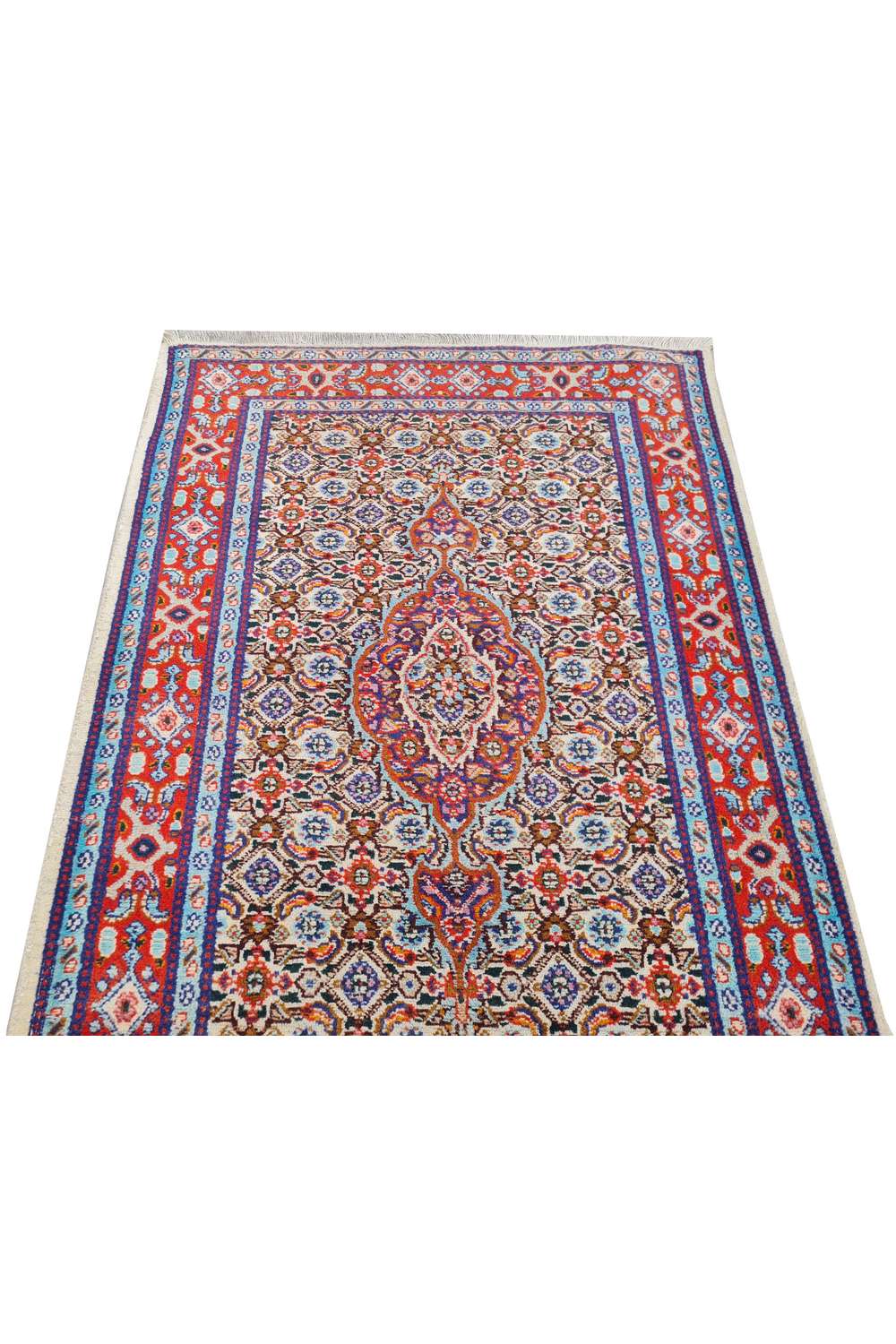 Hand Knotted Vintage Yamoud Wool Area Runner Rug 6.7 x 2.7 Ft