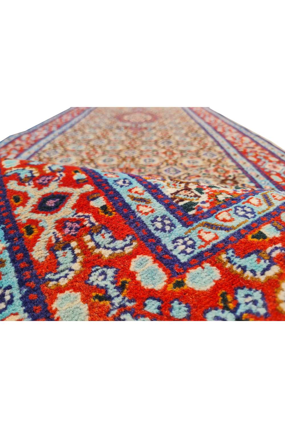 Hand Knotted Vintage Yamoud Wool Area Runner Rug 6.7 x 2.7 Ft