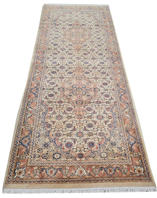 Hand Knotted Vintage Bijour Wool Area Runner Rug 6.4 x 2.7 Ft