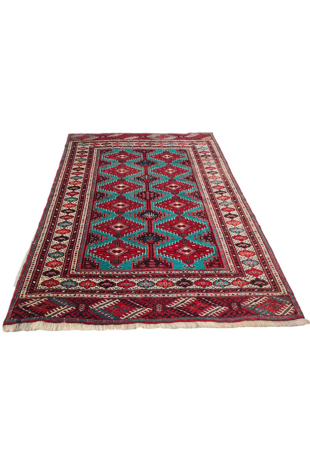 Amazing Hand Knotted Vintage Afghan Turkmen Sara Wool Area Rug 5.5 x 4.1 Ft