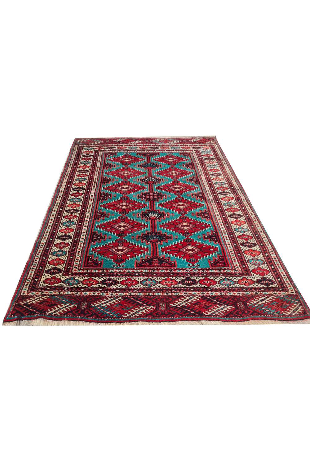 Amazing Hand Knotted Vintage Afghan Turkmen Sara Wool Area Rug 5.5 x 4.1 Ft