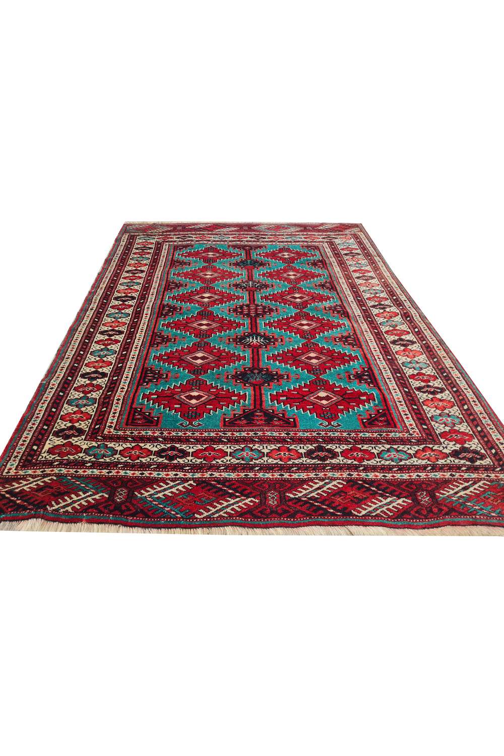 Amazing Hand Knotted Vintage Afghan Turkmen Sara Wool Area Rug 5.5 x 4.1 Ft