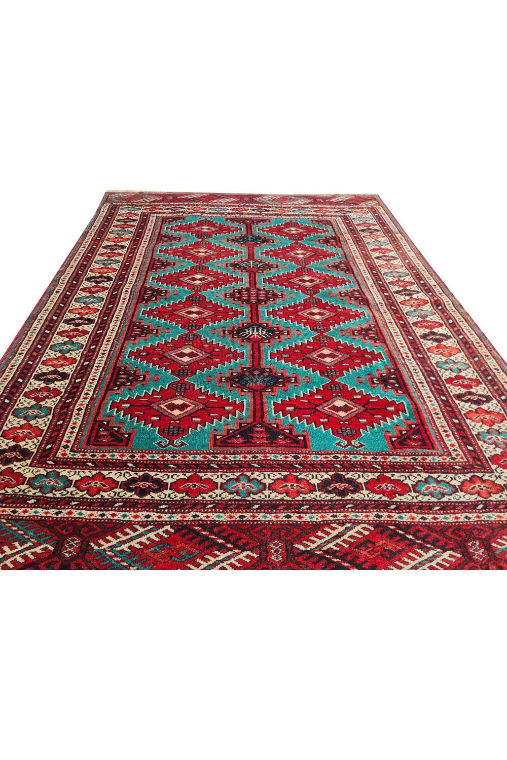 Amazing Hand Knotted Vintage Afghan Turkmen Sara Wool Area Rug 5.5 x 4.1 Ft