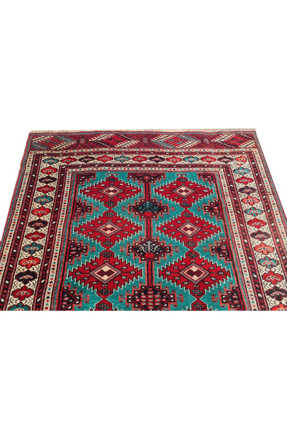 Amazing Hand Knotted Vintage Afghan Turkmen Sara Wool Area Rug 5.5 x 4.1 Ft