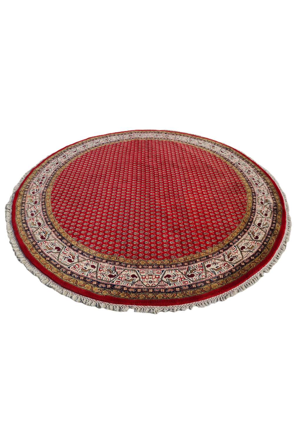 Amazing Hand Knotted Vintage Badam Gul Wool Area Round Rug 6.6 x 6.6 Ft