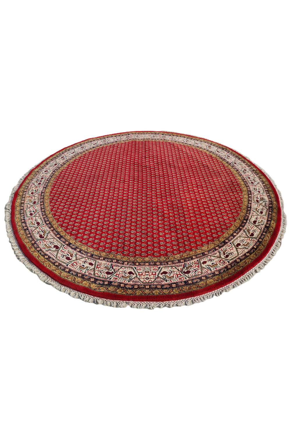 Amazing Hand Knotted Vintage Badam Gul Wool Area Round Rug 6.6 x 6.6 Ft