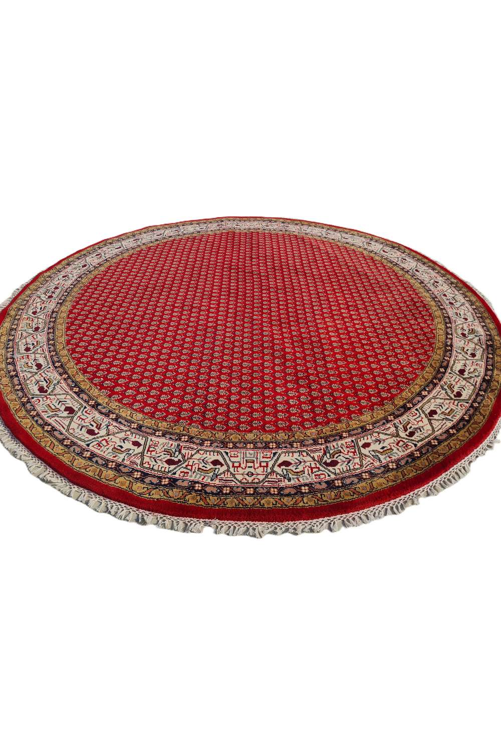 Amazing Hand Knotted Vintage Badam Gul Wool Area Round Rug 6.6 x 6.6 Ft