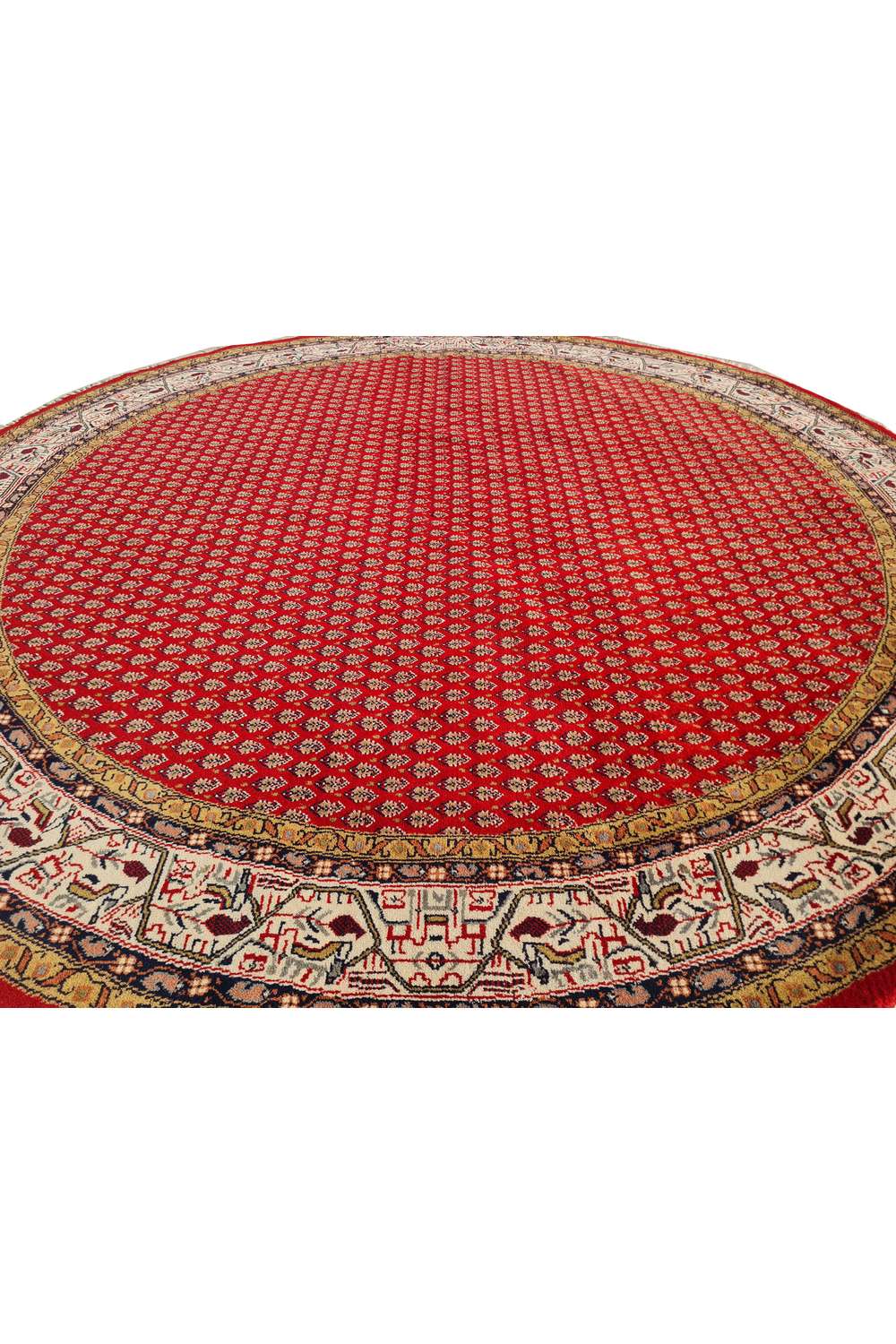 Amazing Hand Knotted Vintage Badam Gul Wool Area Round Rug 6.6 x 6.6 Ft