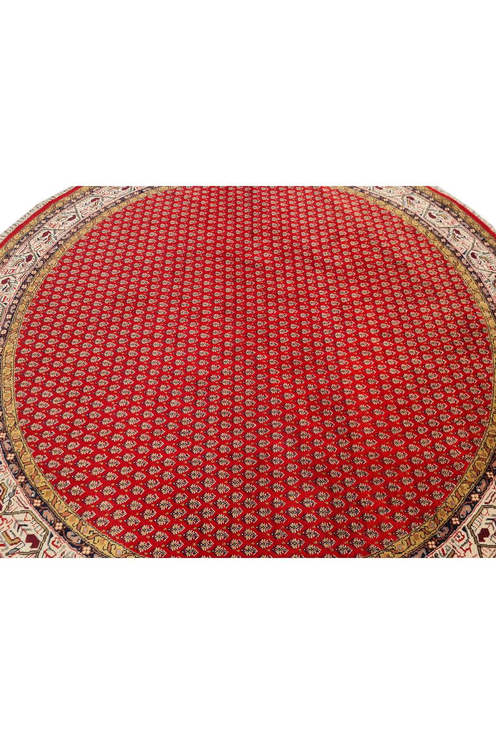 Amazing Hand Knotted Vintage Badam Gul Wool Area Round Rug 6.6 x 6.6 Ft