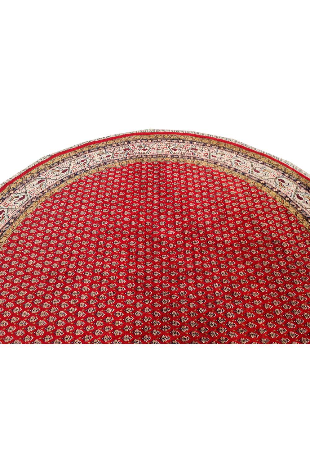 Amazing Hand Knotted Vintage Badam Gul Wool Area Round Rug 6.6 x 6.6 Ft
