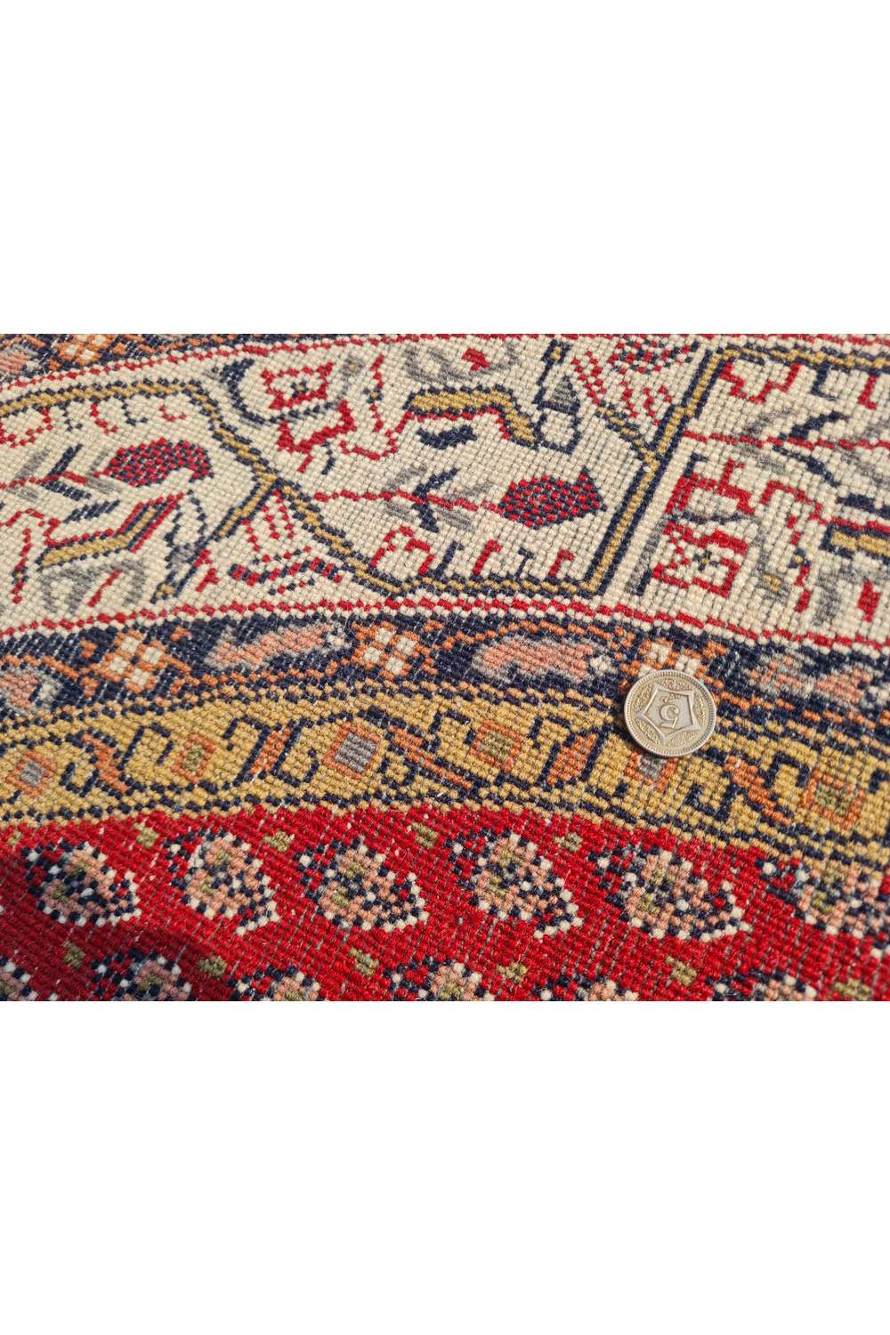 Amazing Hand Knotted Vintage Badam Gul Wool Area Round Rug 6.6 x 6.6 Ft