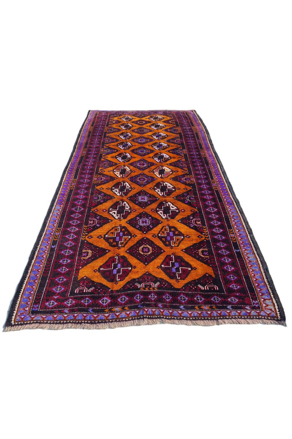 Amazing Hand Knotted Afghan Turkmen Wool Area Rug 7.9 x 4.3 Ft