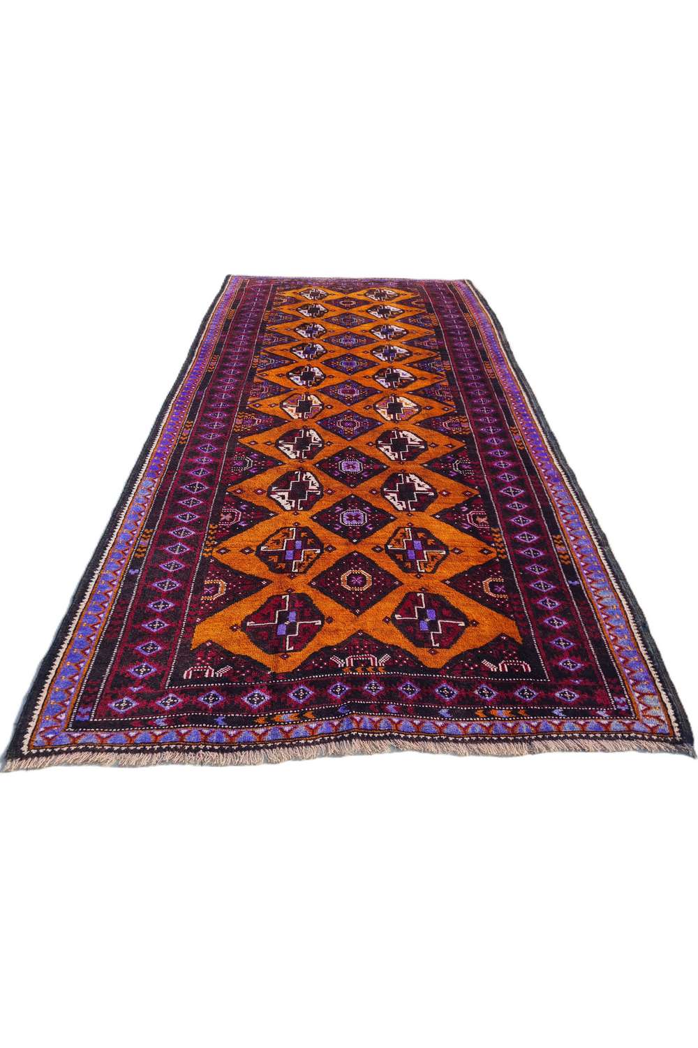 Amazing Hand Knotted Afghan Turkmen Wool Area Rug 7.9 x 4.3 Ft
